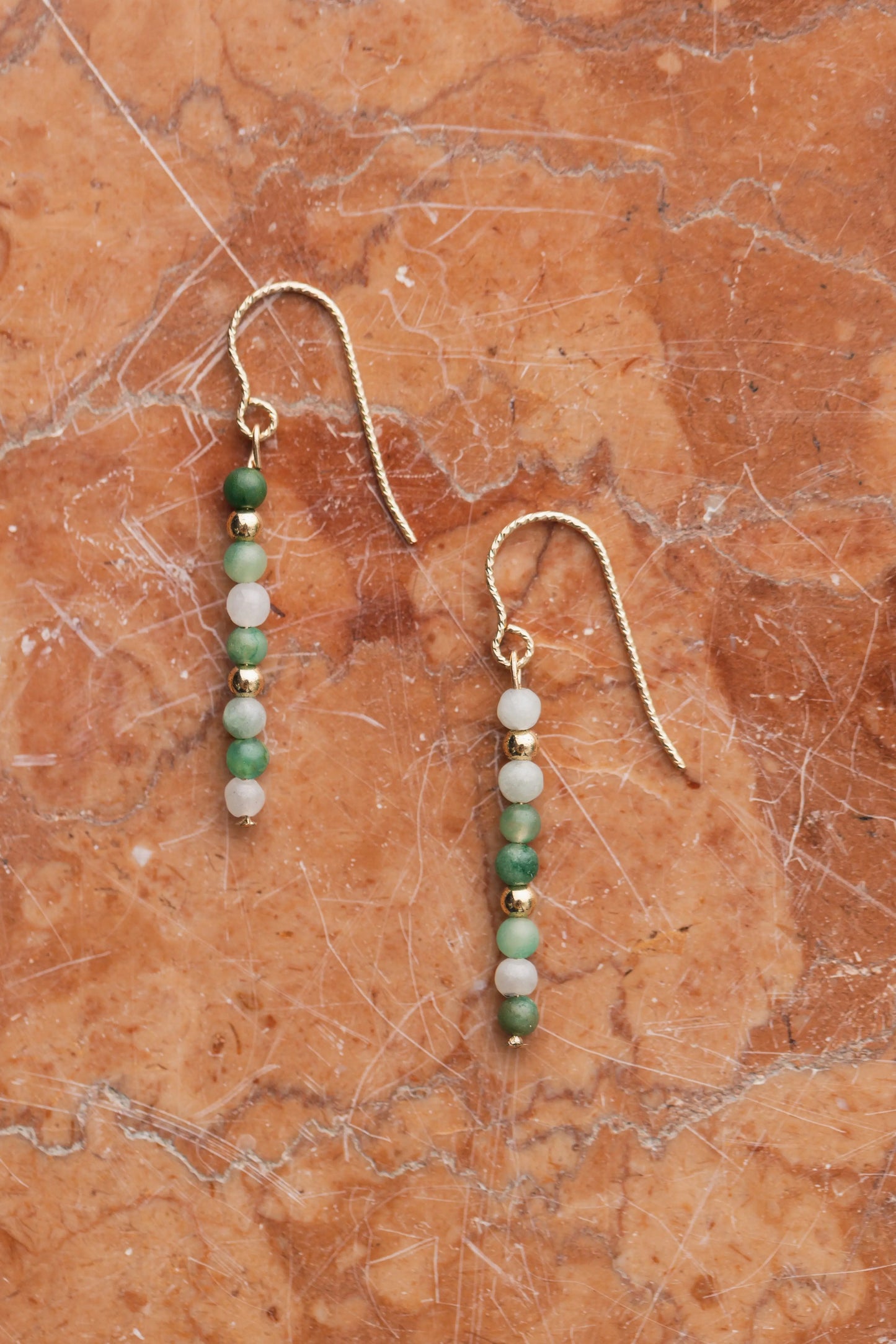 Boucles d'oreilles pendantes en Jade d.or.é.mi