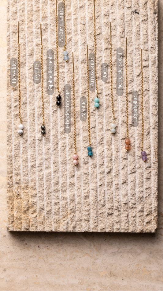 Boucles d'oreilles fines et colorées pierres