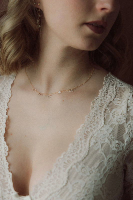 Collier Céleste - cristal de roche d.or.é.mi