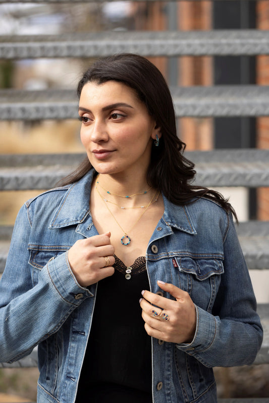 Collier Sahara - Apatite et Lapis lazuli d.or.é.mi