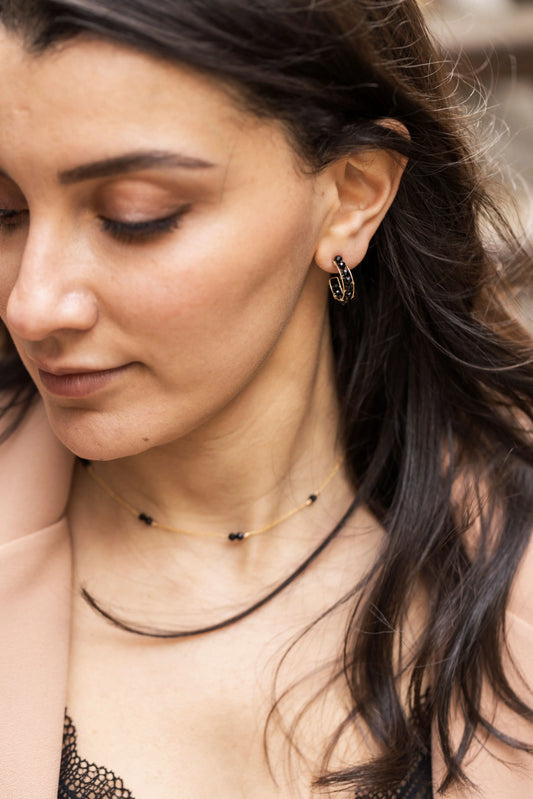 Créoles Mina - Spinelle noir d.or.é.mi