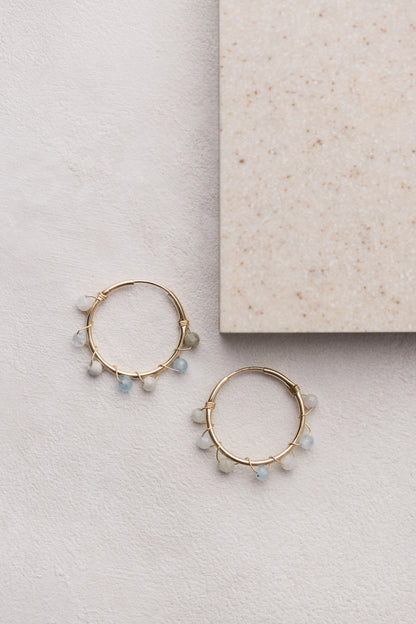 Boucles d'oreilles en aigue marine et jade