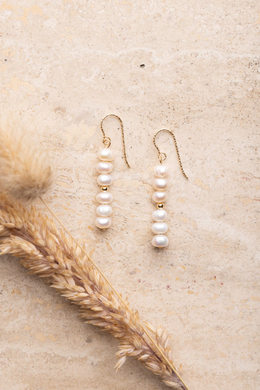 Boucles d'oreilles pendantes perle d.or.é.mi