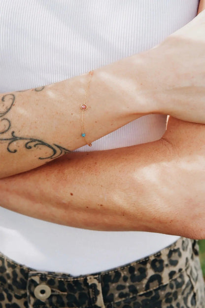 Bracelet coloré pierres et gold filled