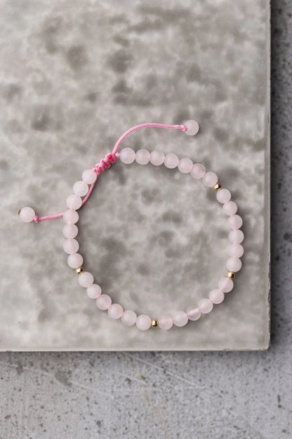 Bracelet ajustable 4mm quartz rose
