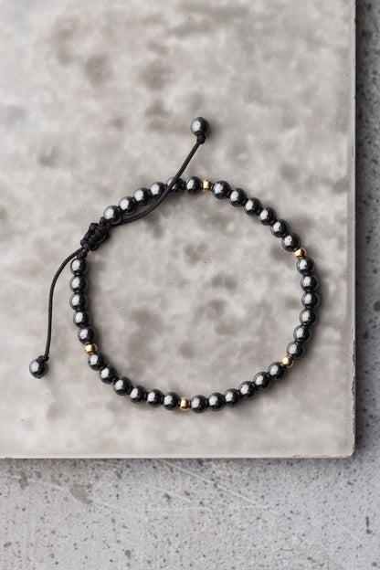 Bracelet ajustable 4mm hématite