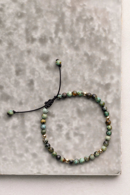 Bracelet ajustable 4mm turquoise africaine