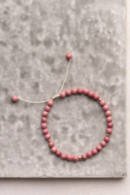 Bracelet ajustable 4mm rhodonite