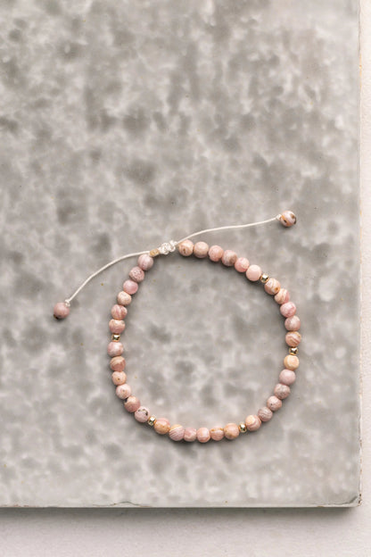 Bracelet ajustable 4mm rhodochrosite