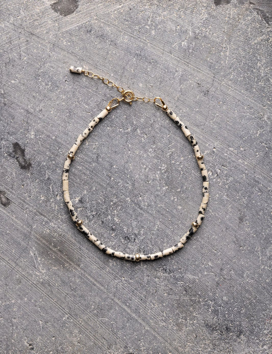 Bracelet homme - jaspe dalmatien d.or.é.mi