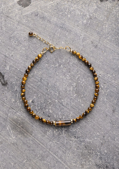 Bracelet homme - œil de tigre d.or.é.mi