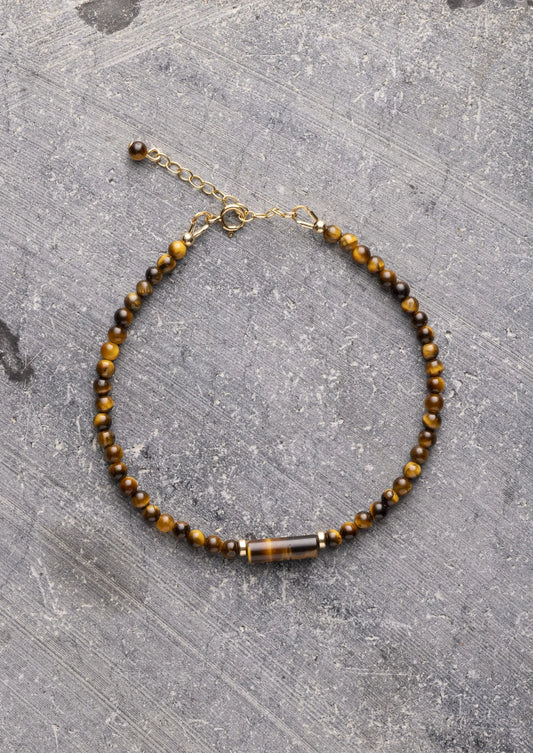 Bracelet homme - œil de tigre d.or.é.mi