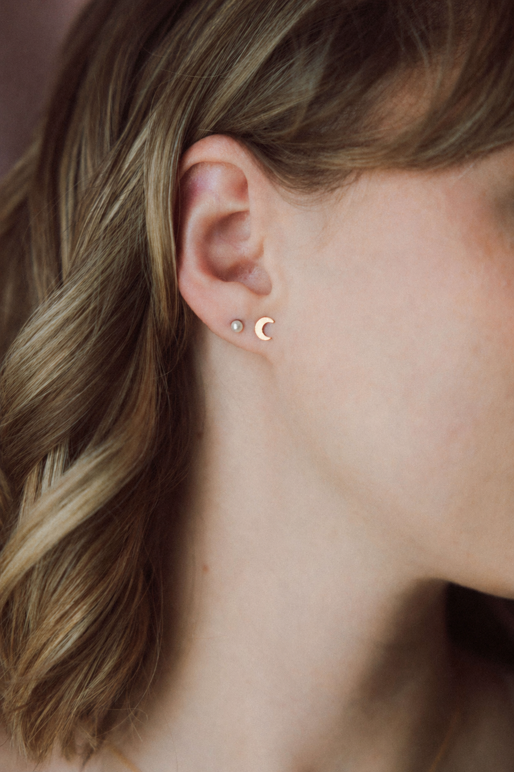 Mix & Match - Boucles d'oreilles Lune d.or.é.mi