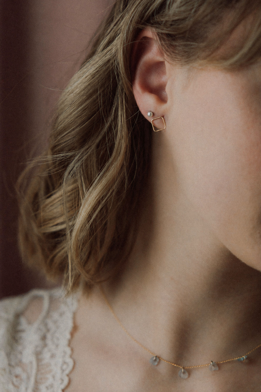 Mix & Match - Boucles d'oreilles Losange d.or.é.mi