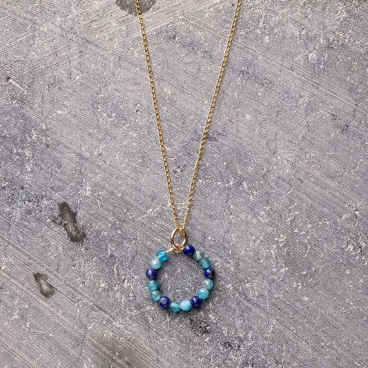 Collier Sahara - Apatite et Lapis lazuli d.or.é.mi