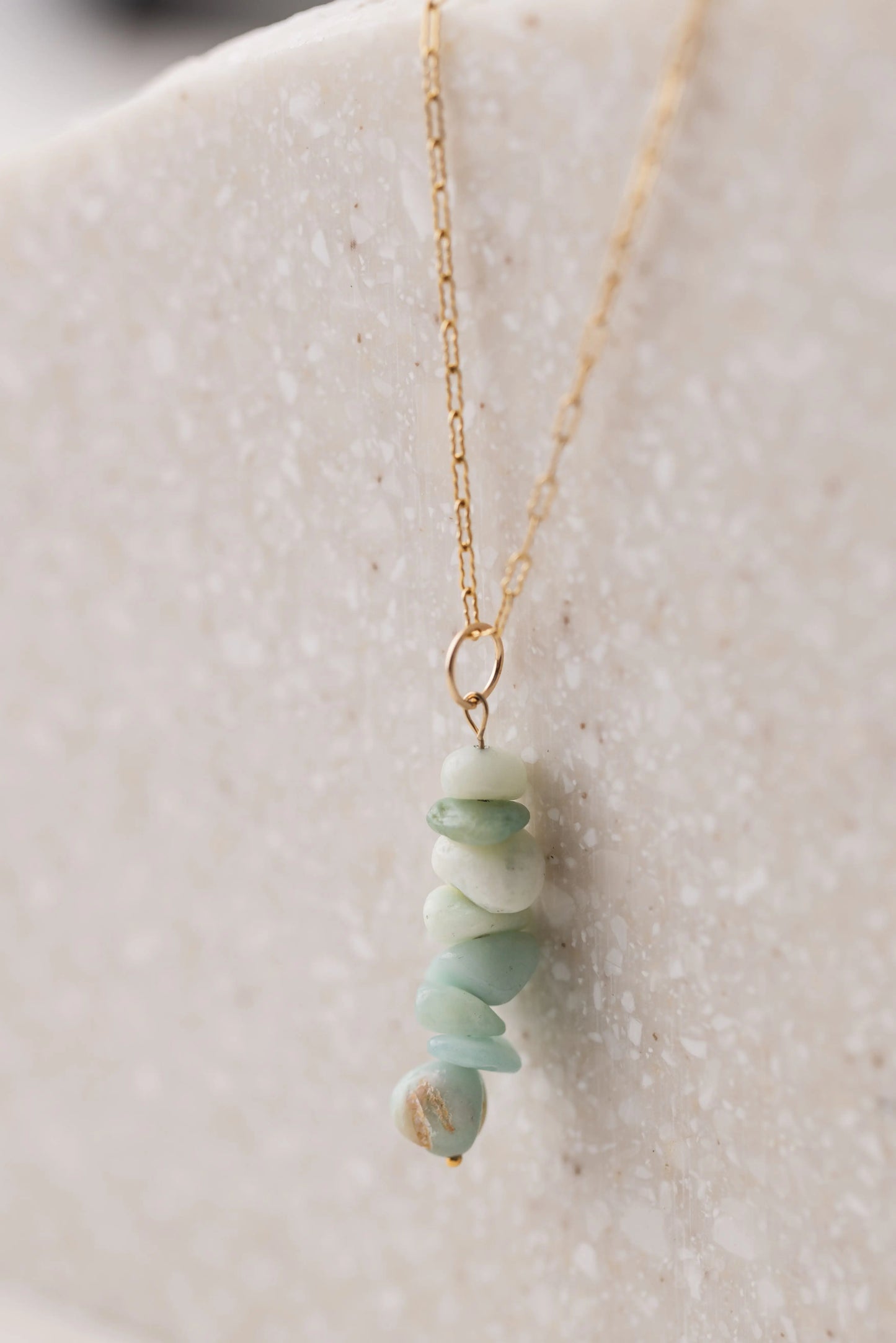 Collier chips d'Amazonite d.or.é.mi