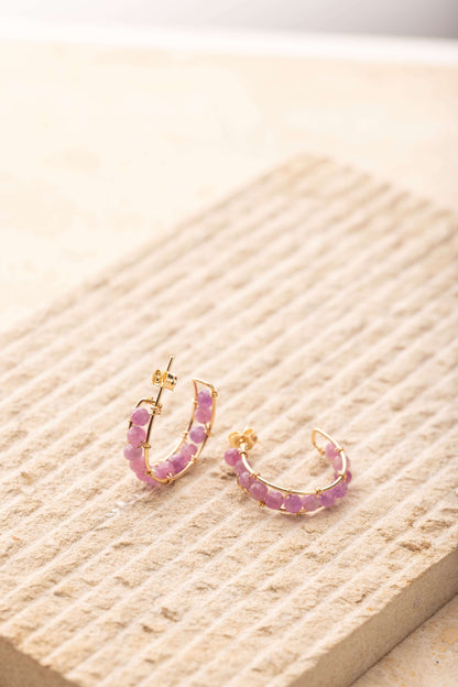 mini créoles rubis gold filled